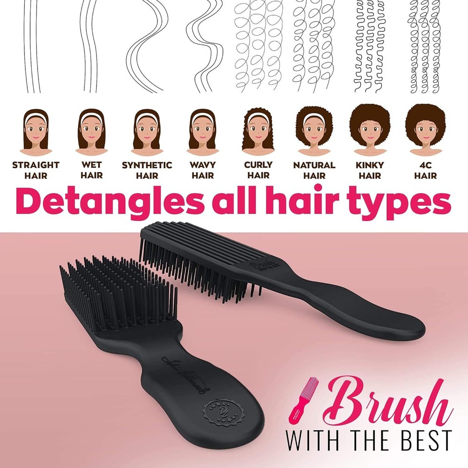 Black Detangler Brush by Felicia Leatherwood For Kinky, Curly, Wavy
