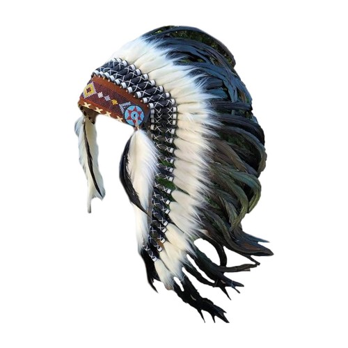 Artificial Feather Headpiece Fancy Dress Hat Native American Chief Headdress - Picture 6 of 7