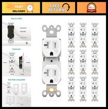 20Amp Tamper-Resistant Duplex Wall Outlet, 125V, Child Proof, 10 Pack, UL Listed