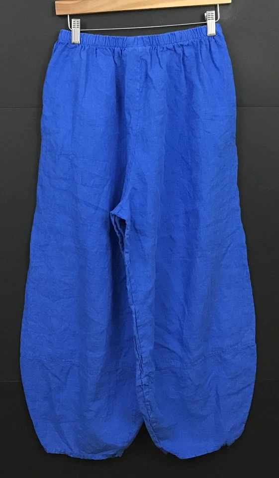 Bryn Walker 100% Linen Wide Barrel Leg Oliver Pants Blue Made in USA Size S - Image 2 of 4