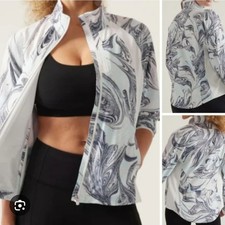 Athleta Size Small Run With It Printed Jacket Verve Horizon Full Zip Activewear