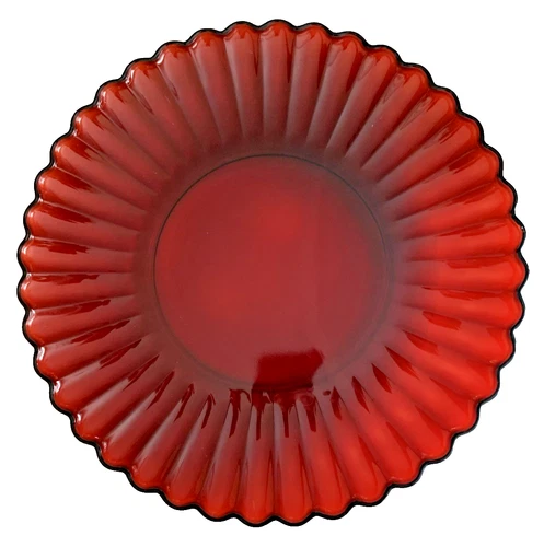 Anchor Hocking RACHAEL RUBY RED 14 1/4" LARGE ROUND PLATTER Scalloped Vintage