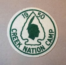 Vintage BSA Boy Scouts Creek Nation Camp Felt Patch 1950
