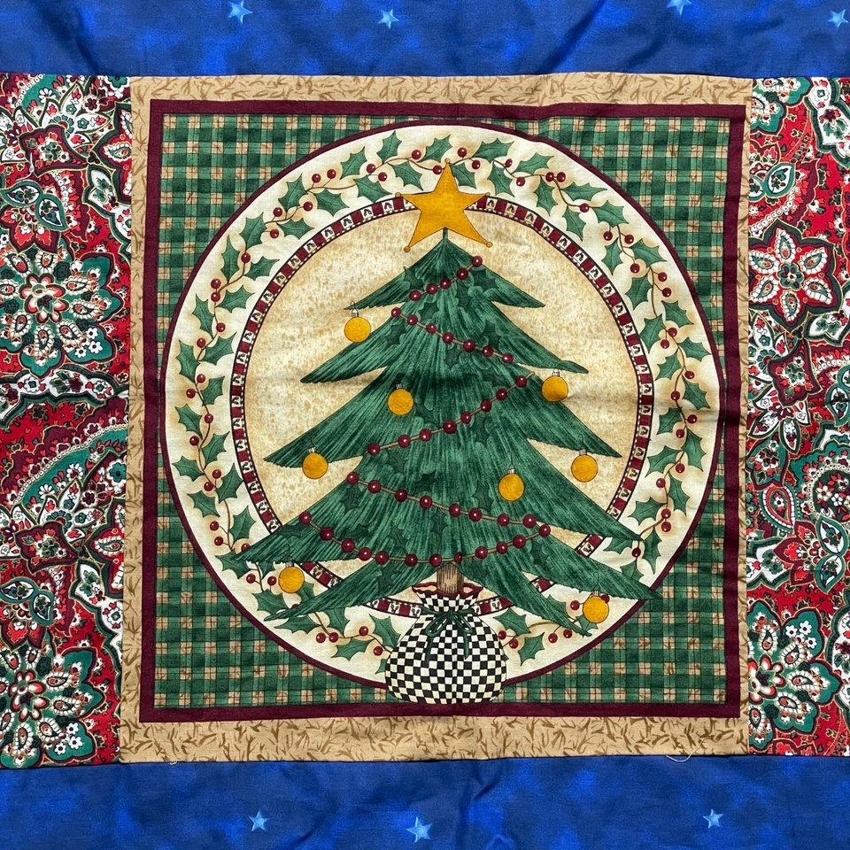 Manta acolchada de Navidad árbol Santa muñeco de nieve medias decoración navideña 44x35 Foto 2 de 4