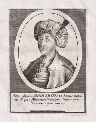 Mehmed IV. Sultan Ottoman Empire Turkey Türkei Portrait Kupferstich 1650
