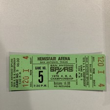 1976 ABA Championship San Antonio Spurs Basketball Game No 5 Ticket Hemisfair Ar