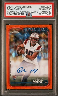 2024 Topps Chrome Drake Maye /25 Orange Wave Rookie Auto SUPER