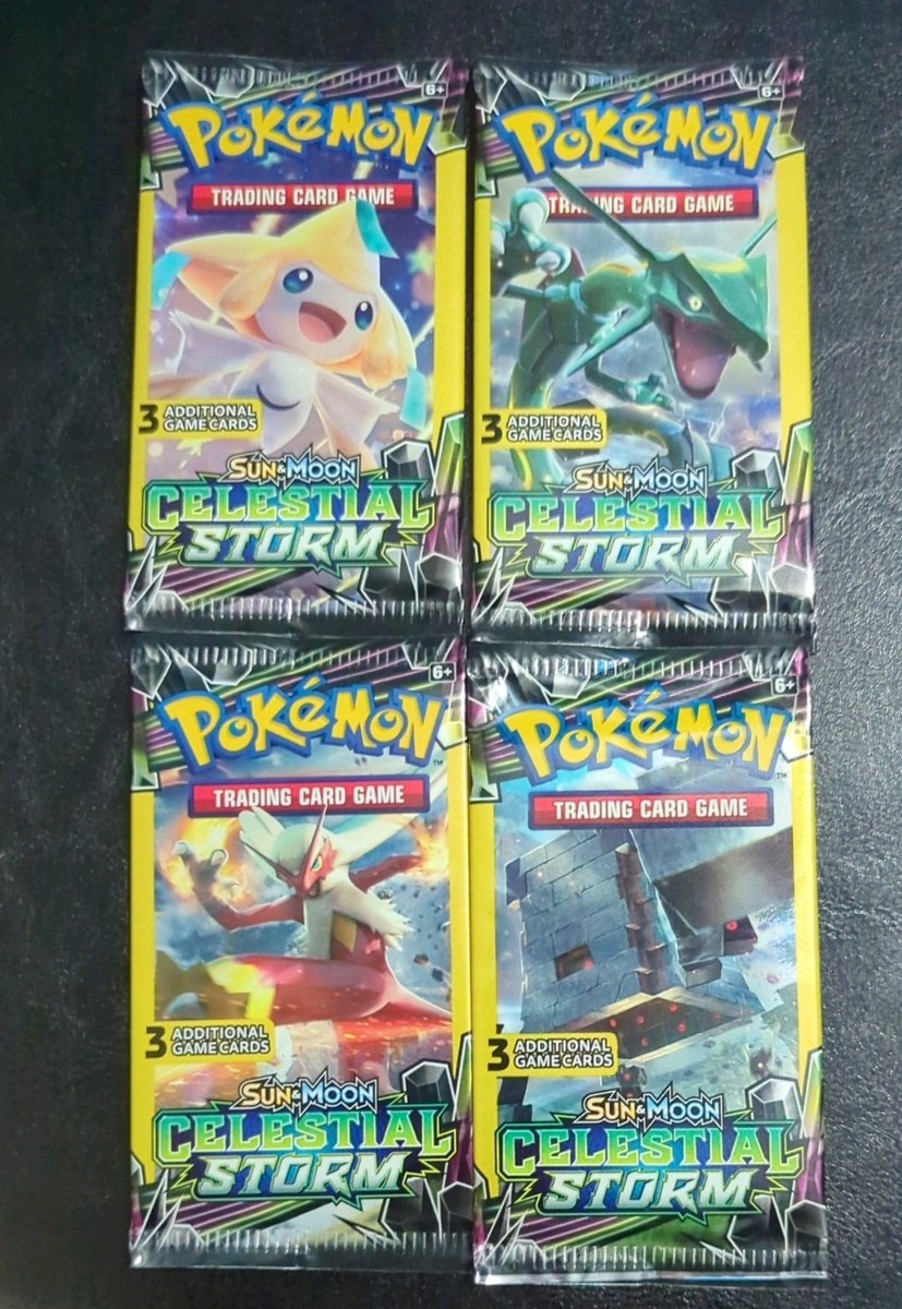 Pokemon Sun & Moon Celestial Storm 3 Card Booster Pack ART SET