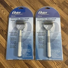 (2) Oster Professional Pet Grooming Undercoat Rake, 18-Tooth, Medium/Fine NEW