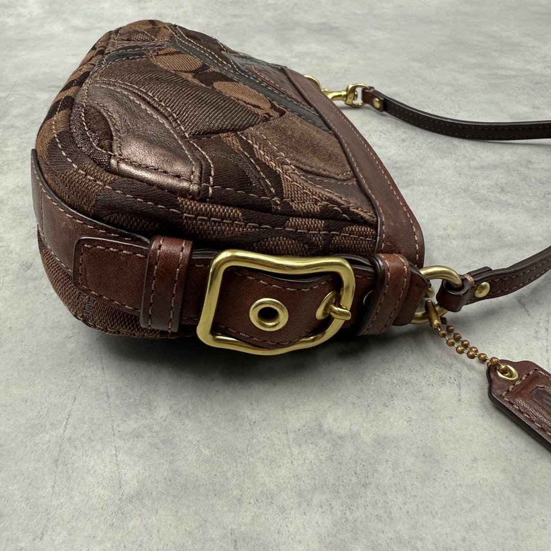 COACH Shoulder Bag Patchwork Brown Leather Canvas… - image 20
