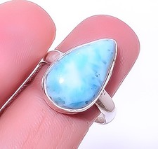 Genuine Larimar - Domonican Republic 925 Sterling Silver Ring s.8.5 T961