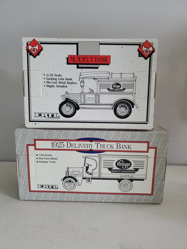 Ertl Lot of 2 Kroger 1925 Delivery Truck Bank & 1913 Model T Car Banks Diecast - Image 4 of 4
