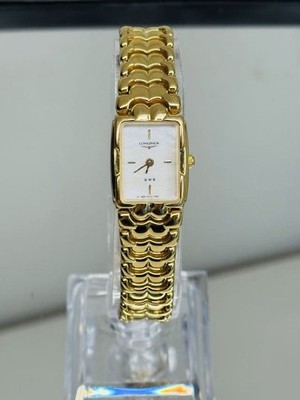 Vintage Longines Gold Tone Rectangular Women s Quartz Watch QWR New Battery Runs