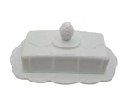 Vtg Indiana Colony Milk Glass White Harvest Grape Butter Dish Cover