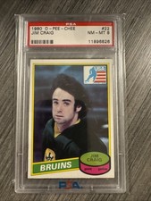 1980 OPC #22 Jim Craig, PSA 8 #11896826, Boston Bruins