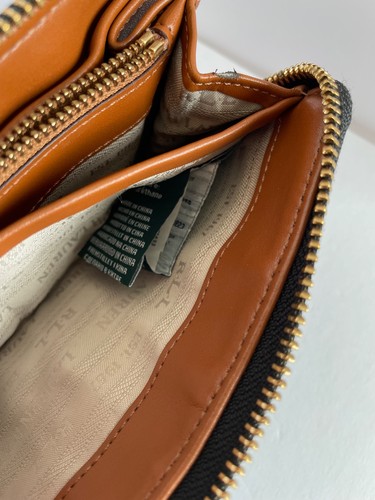 Ralph Lauren LRL- Black Nylon Zip Around Wallet/Clutch W/ Brown Interior - Picture 5 of 7