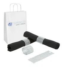 1 Rhinestone Napkin Ring 8 Row - Reusable Fasteners - silver diamond wedding