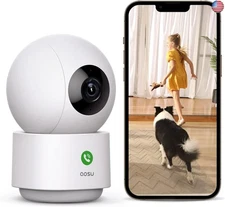 AOSU 2K Security Camera Indoor, Baby Monitor Pet Camera 360-Degree for Home