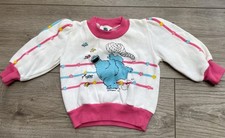 Vtg JC Penny Sesame Street Cookie Monster Infant Sweater Size 1/2 14 To 18 Lbs 