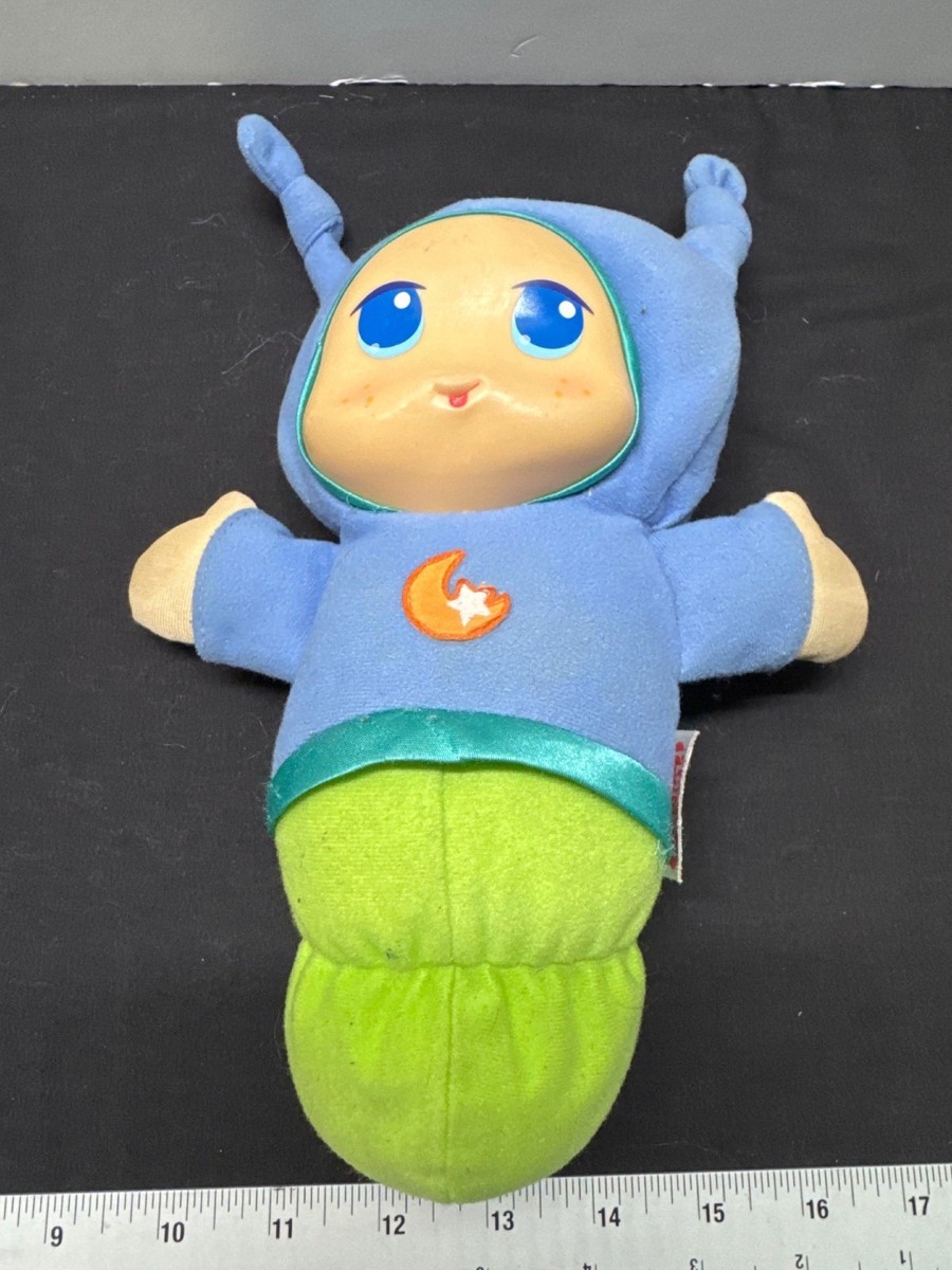 Playskool 2009 Glow Worm Plush Toy Baby Night Light Blue & Green