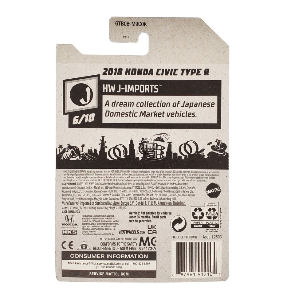 Honda Civic Type R 2018 Hot Wheels gris HW J-Imports HKS Mainline GTB06 2021 Foto 2 de 2
