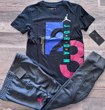 NWT Nike Air Jordan Boys YSM Black/Red/Blue/Green 23 Pants Set Small