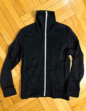 Burberry Men s Black Track Jacket M Full Zip Stand-Up Collar Polyester Knit