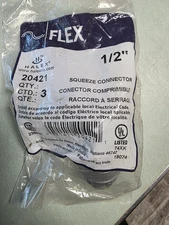 Halex 1/2"  Flex Squeeze Elec Connectors 20421 Case of 12 packs (36 Total)