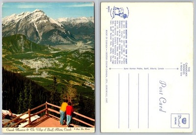 Vintage Banff, Alberta Postcard - Cascade Mountain & Village View from Sulphur