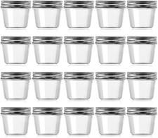 Novelinks 4 Oz Clear Plastic Jars with Screw-On Lids   Reusable round Containers