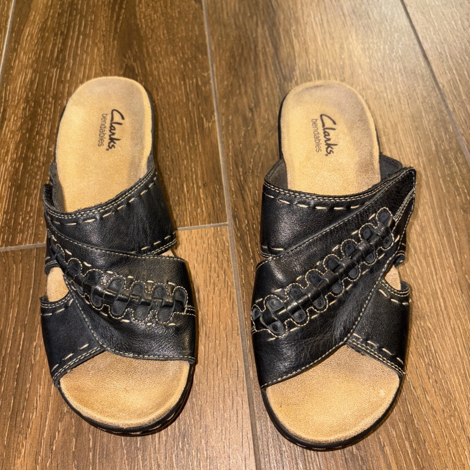 sandali donna clarks taglia 8 neri pieghevoli