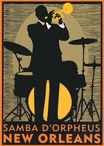New Orleans Jazz 22x30 Art Deco Print Music Hand Numbered Ltd