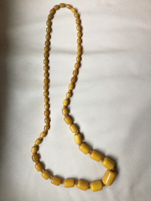 Collier Ancien Perles D'ambre Butterscotch Gradué - Bijou Vintage Naturel - Occasion