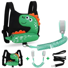 3 in 1 Toddler Harness Leash + Baby anti Lost Wrist Link, Accmor Cute Dinosaur