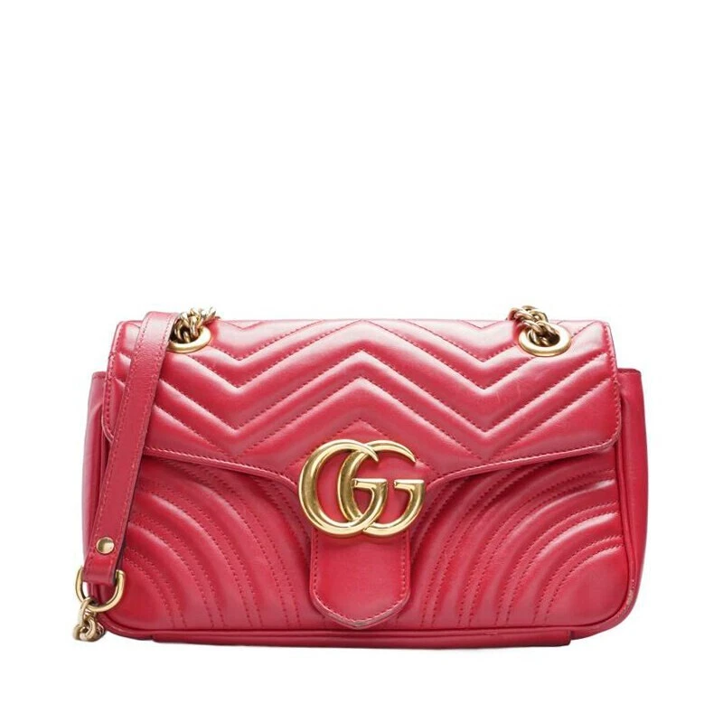 Petit sac à bandoulière à rabat Gucci rouge Matelasse GG Marmont