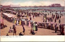 Atlantic City NJ Beach From Young's Pier Swimsuits Long Dresses Antique Postcard