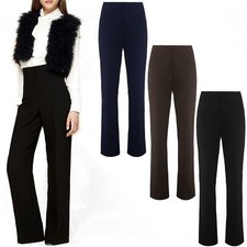NEW WOMENS RIBBED SLIM FIT TROUSERS LADIES PULL ON BOOTLEG PANT OFFICE PLUS SIZE