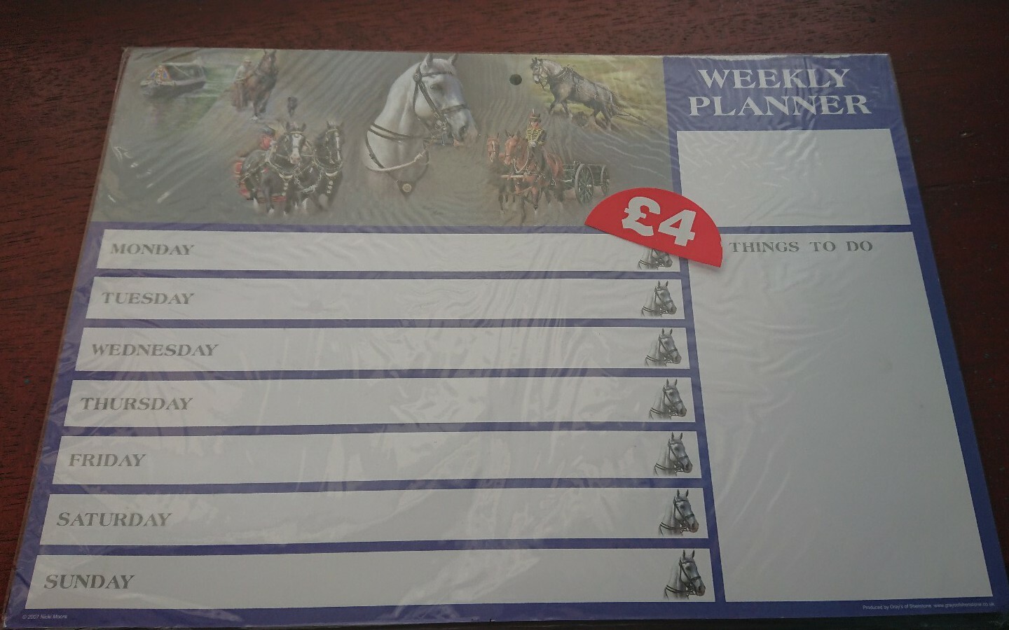 Horses A4 Weekly Planner notepad organizer To Do List chart calender planning