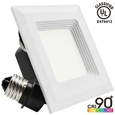 9W 4 Inch Dimmable LED Square Downlight Recessed Ceiling Can Light, 2700K