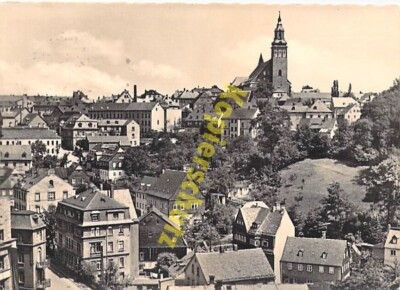 Schneeberg AK Erzgebirge Bergstadt Luftbild Panorama Ansichtskarte Stempel 1960 