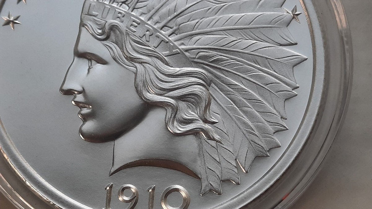 1910 $10 INDIAN TRIBUTE ROUND - 2 OZ - 39MM .999 PURE SILVER