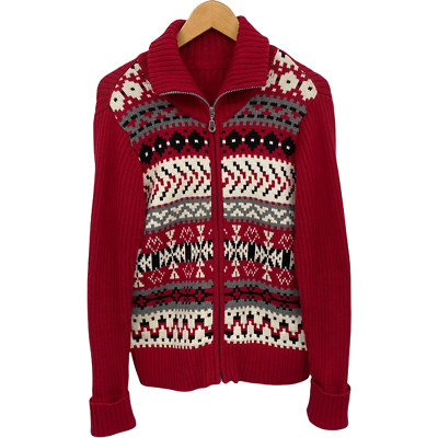 Covington Zip Front Cardigan Sweater Womens Small Red Ribbed