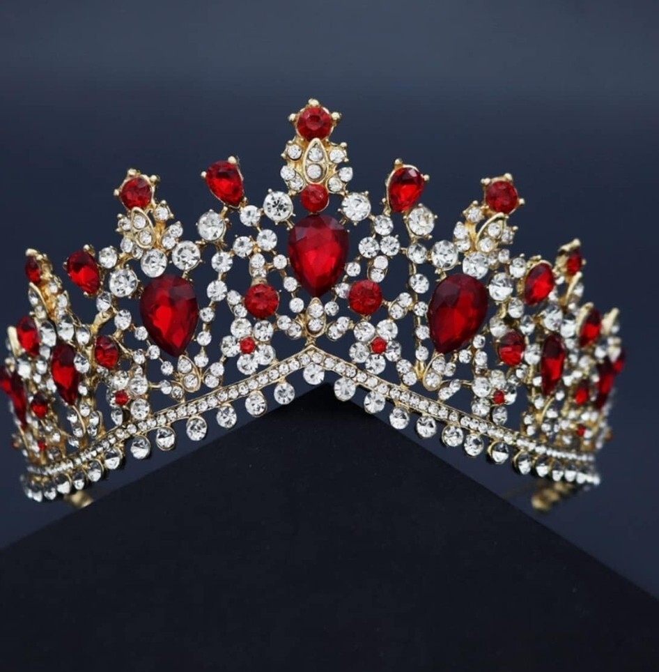Queen Red Crown, Crystal Wedding Tiara, Quinceanera  display picture 1