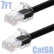 7FT Cat6A RJ45 Network LAN Ethernet UTP Patch Cable 24AWG 500MHz Snagless Black