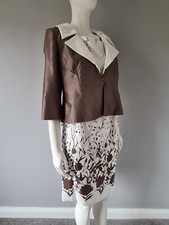 SEHR GUTER ZUSTAND 14 RÖMISCHE ANLÄSSE KLEID UND JACKE BRAUTMUTTER ELFENBEIN TAUPE