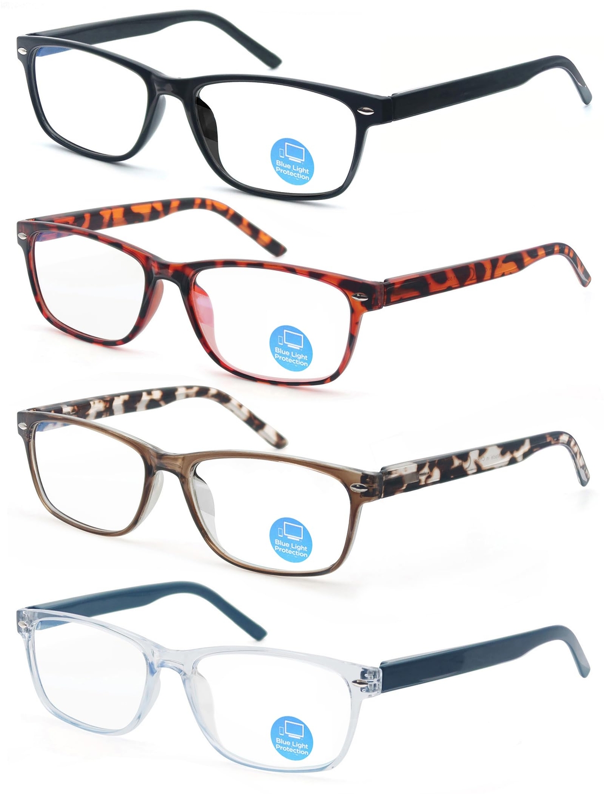 Reading Glasses Men Women Blue Light Blocking Readers +1.50 Rectangle Anti Bl...-image