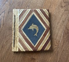 Hawaiian Handmade Photo Album Natural Leaf and Bark Cover Dolphin Sea Life New