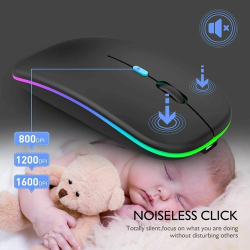 LED PC Maus Kabellos Funkmaus 2.4G Bluetooth USB Aufladbar Notebook Laptop Mouse - Bild 14 von 24
