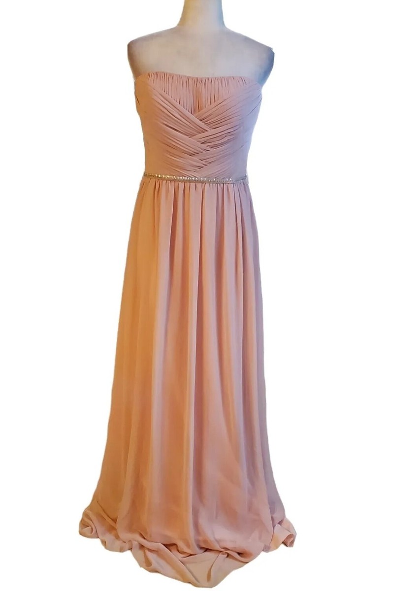 blush beaded bridesmaid dresses Spaghetti Strap Dusty Pink Bead Top High Low Matte Satin Bridesmaid Dresses main image 0