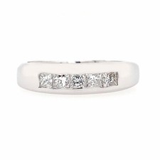 1.00 ct tw F/SI-1 Princess Cut Diamond Men's Channel Wedding Band 14K White Gold